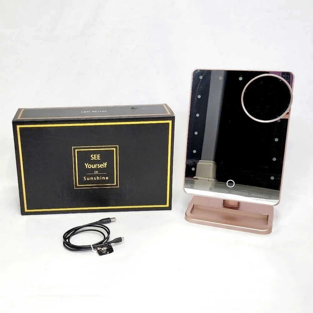 Frenchilin Rose Gold Dimmable LED Bluetooth Rotatable 180° Vanity Mirror